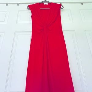 Calvin Klein gathered neckline jersey dress in coral